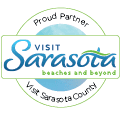 A visit sarasota badge for the proud partner of the beach.